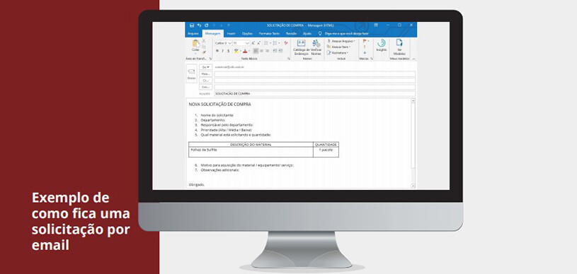 Solicitação de compras por e-mail em um fluxo de compras